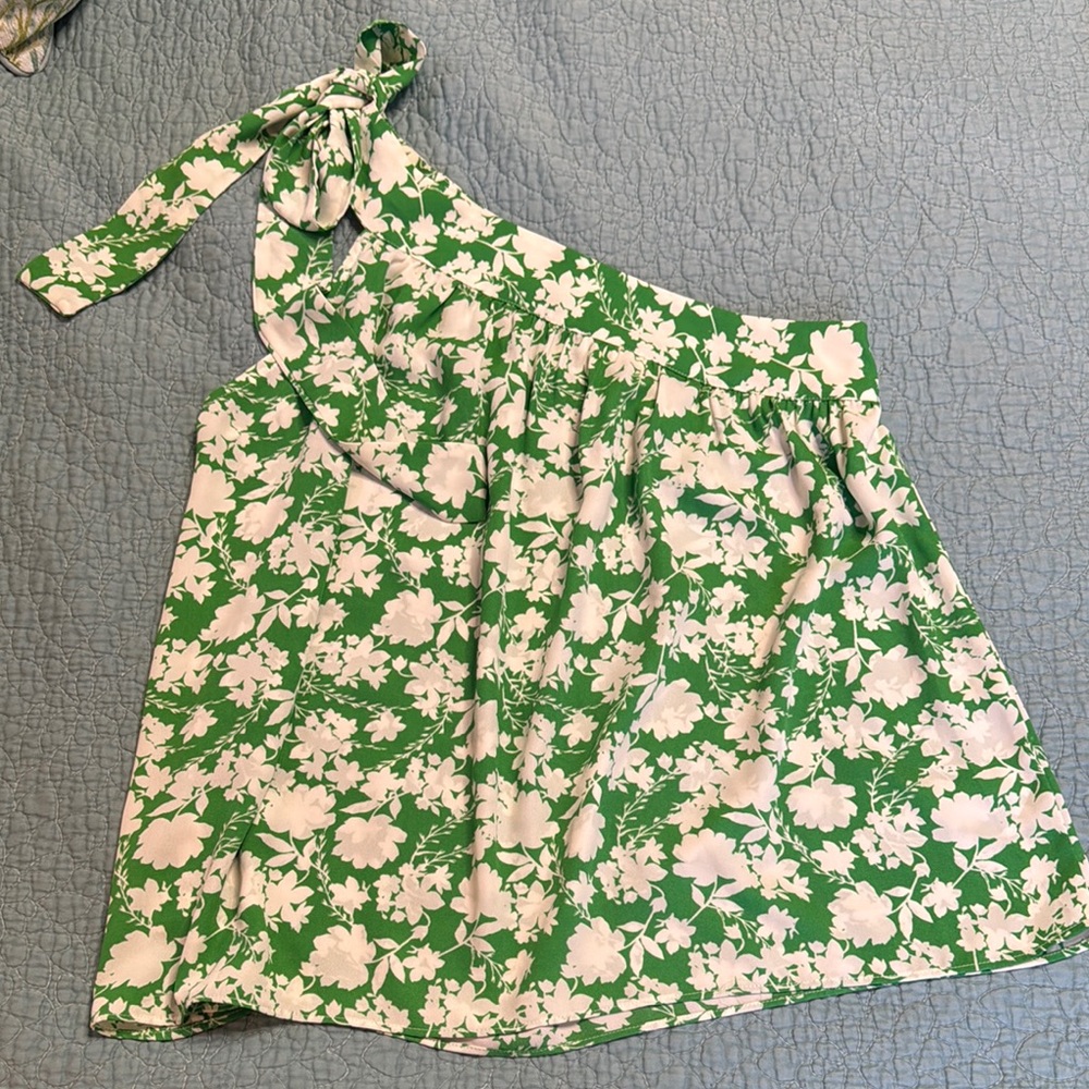 Mittoshop Green and White Wrap Tie Front Top - Picture 6 of 7